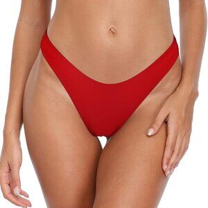 RELLECIGA Brazilian Cut Cheeky Bikini Bottom Red Small NWT